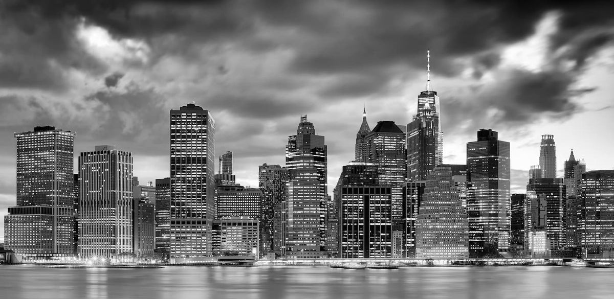 Papier peint paysage buildings noir et blanc