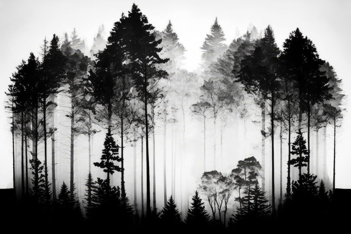 Papier peint forêt abstraite noir et blanc
