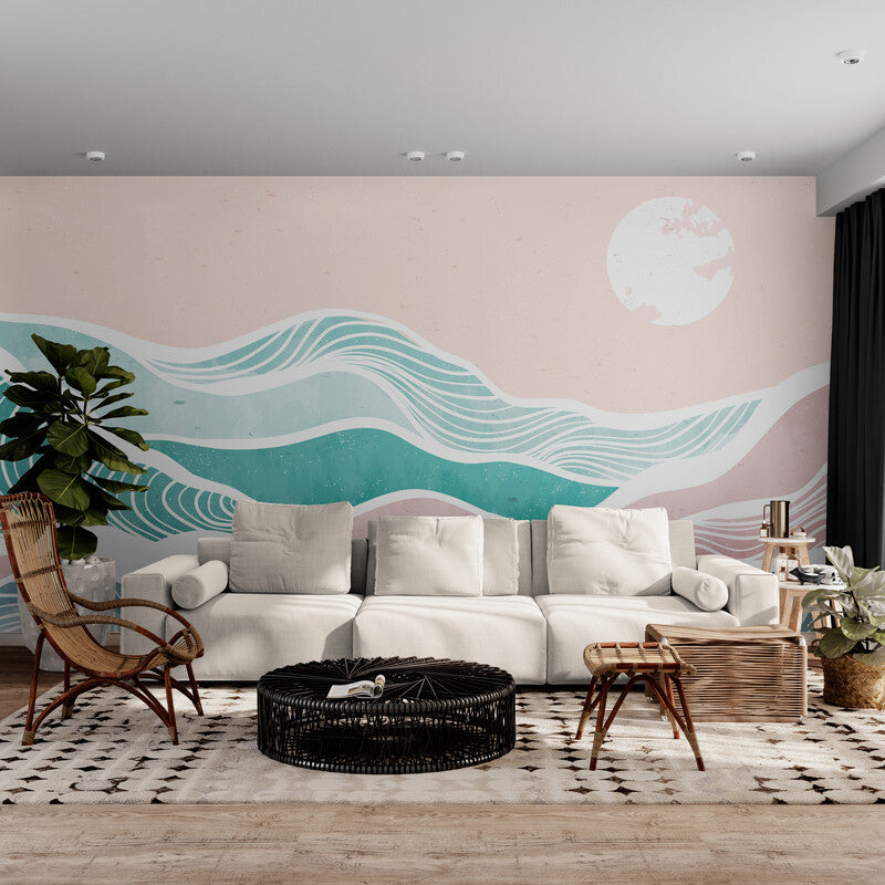 Papier peint Papier peint géométrique vagues abstrait aux japonais,