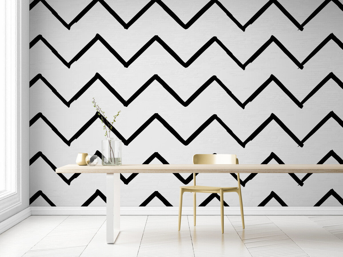 Papier peint Papier peint motif géométrique noir et blanc géométrique abstrait minimaliste