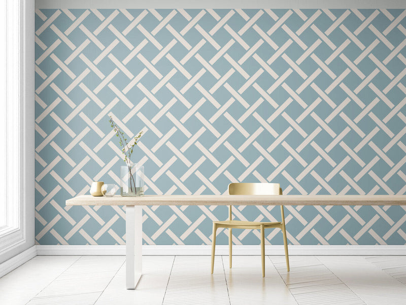 Papier peint Papier peint motif géométrique treillis géométrique entrelacé scandinave,
