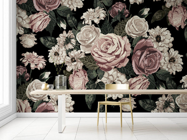 Papier peint Papier peint mur de fleurs luxuriant de crée