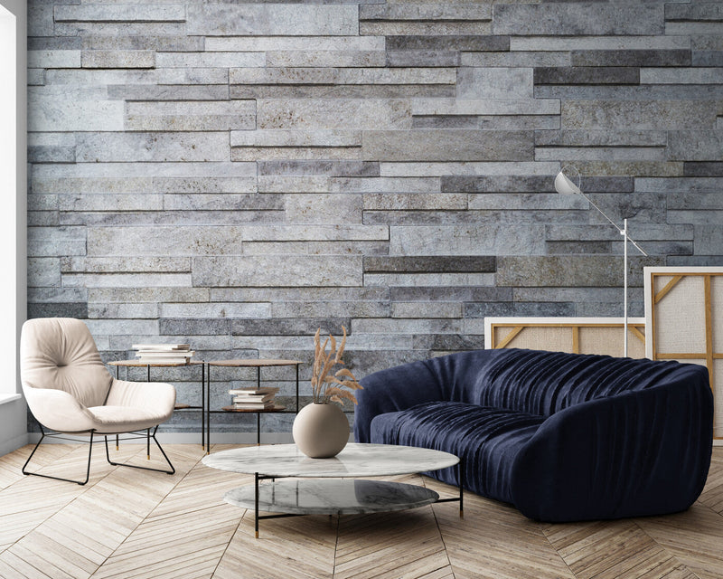 Papier peint Papier peint mur de parement gris de pierres évoque