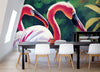 Papier peint Papier peint plantes tropicales et flamants roses crée une vives