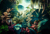 Papier peint rétro jungle tropicale