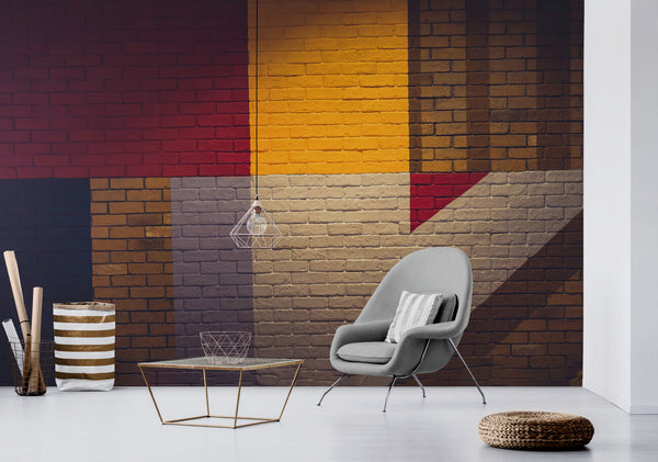Papier peint Papier peint brique géométrique géométrique audacieux, industriel