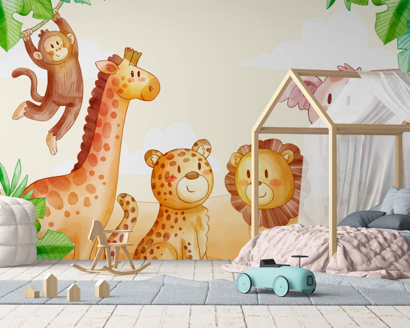 Papier peint Papier peint animaux savane enfant de savane douces,