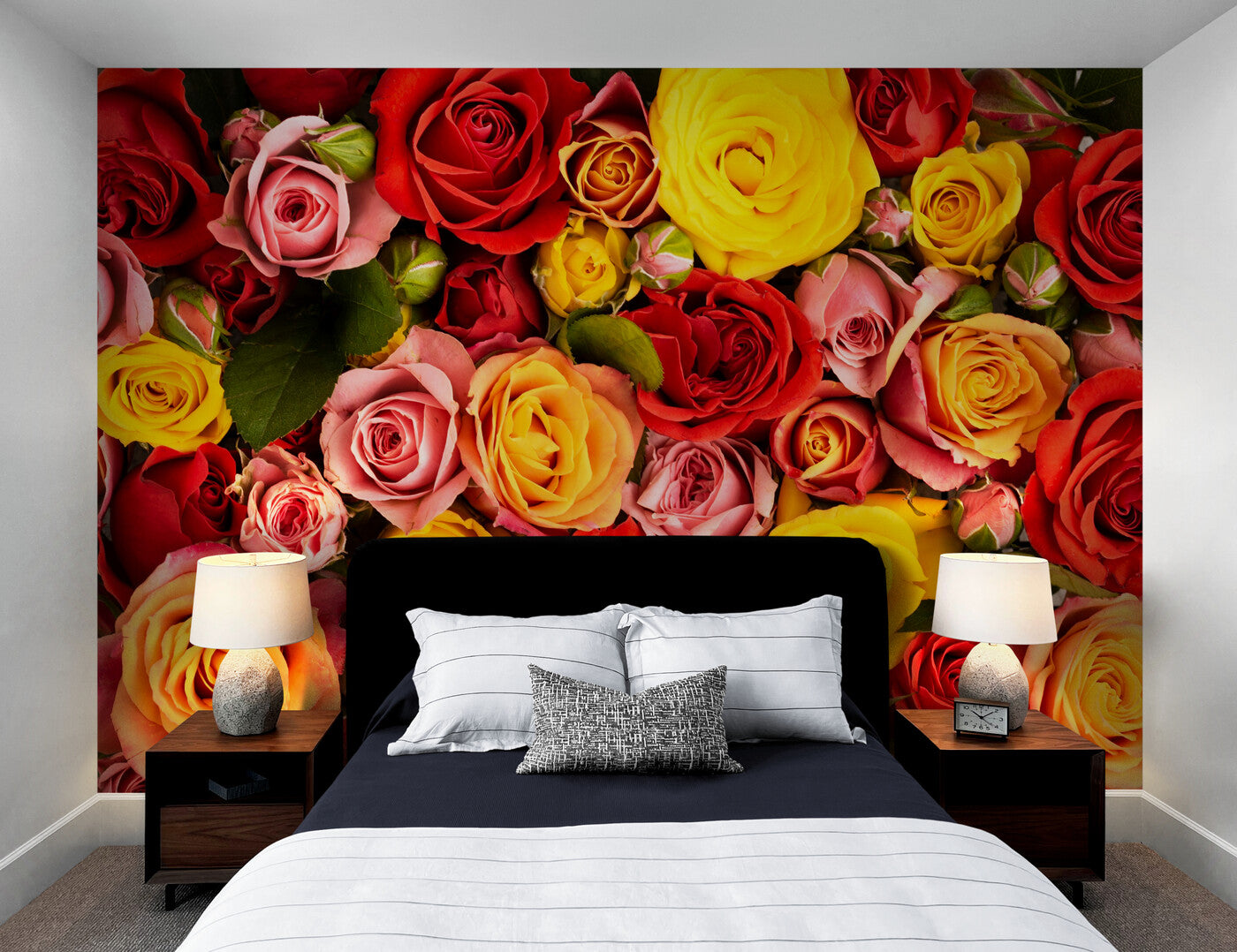 Papier peint Papier peint floral bouquet de roses luxuriant de romantique