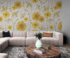 Papier peint Papier peint marguerites jaunes vintage floral rétro, vintage,