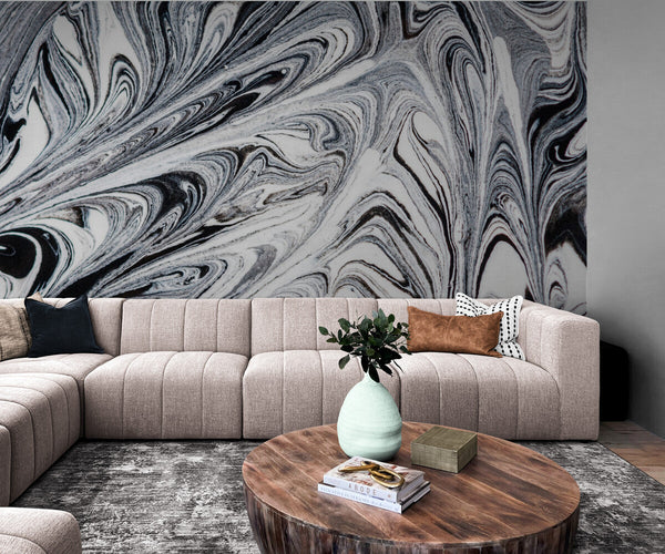 Papier peint Papier peint marbre blanc et noir foncé abstrait de
