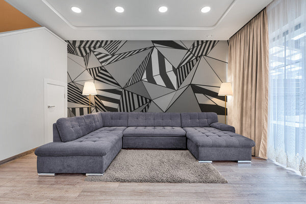 Papier peint Papier peint géométrique lignes noires géométrique abstrait Bauhaus,