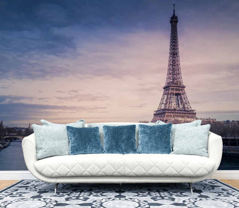 Papier peint Papier peint panoramique tour eiffel lever de soleil évoquent une chaudes