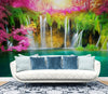 Papier peint Papier peint panoramique cascade et rivière tropicale floral et vives