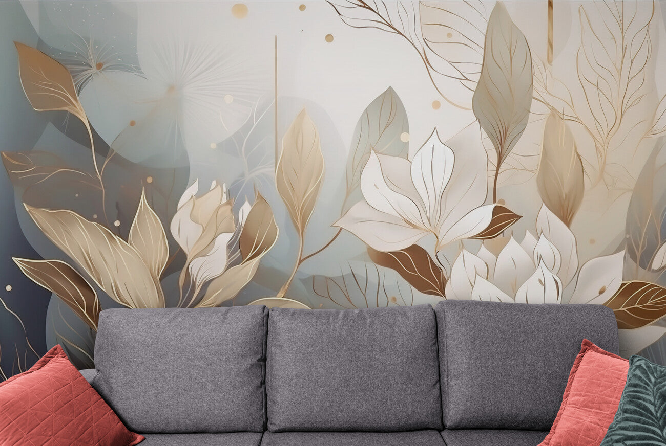 Papier peint papier peint floral modern floral stylisé délicat