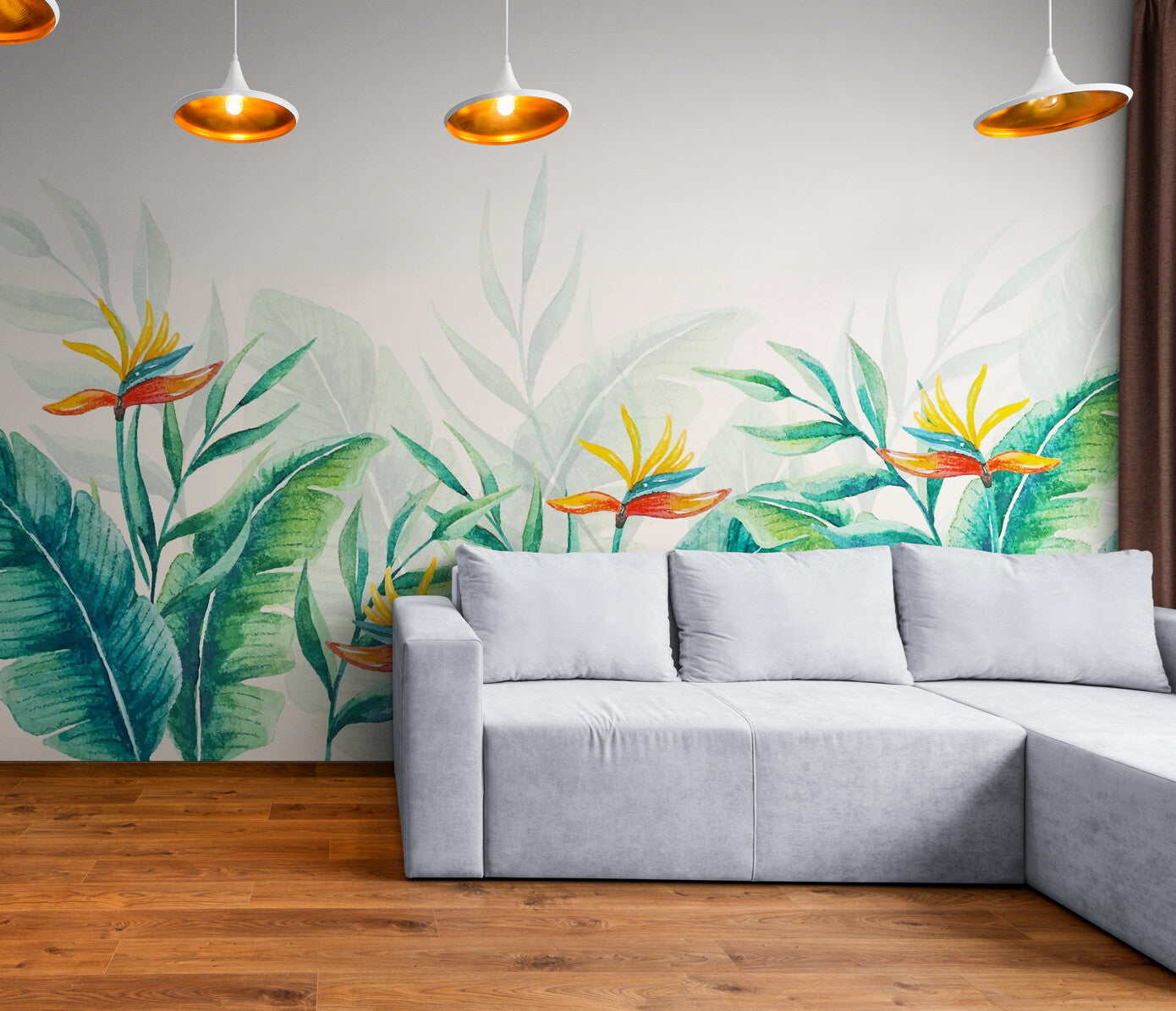 Papier peint Papier peint feuilles plantes tropicales fleuries tropical luxuriant, apporte