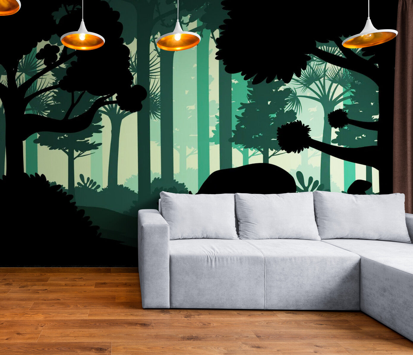 Papier peint Papier peint panoramique forêt et cerf apportera une cartoon,