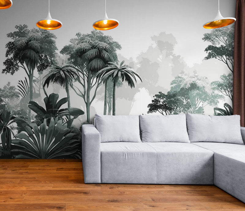 Papier peint Papier peint noir et blanc jungle tropicale crée une exotique