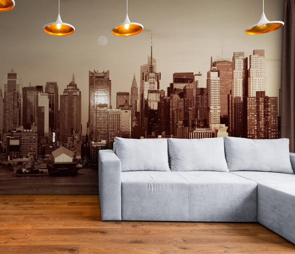 Papier peint Papier peint panoramique new york coucher de soleil américain, idéale est