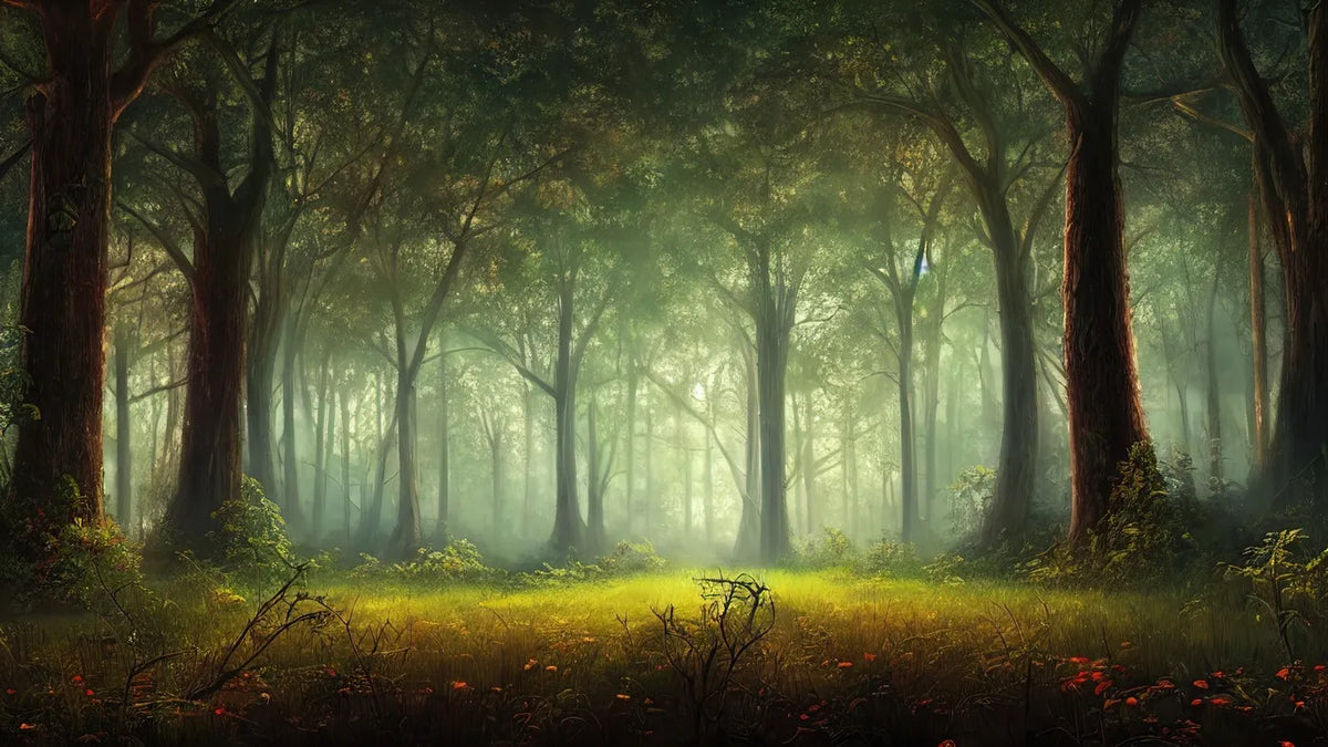 Papier peint paysage panoramique forêt profonde