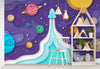 Papier peint Papier peint enfant fusée et planètes spatial enchanteur, enfantin