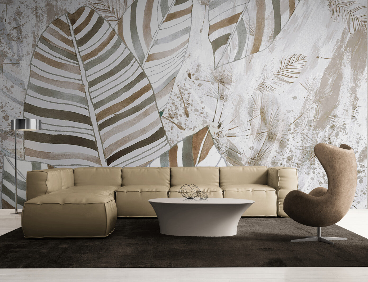 Papier peint Papier peint feuilles tropicales moderne de grandes apporte