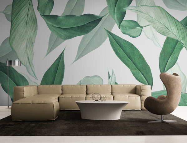 Papier peint Papier peint feuilles tropicales verte végétal luxuriant apporte