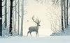 Papier peint forêt blanche et cerf