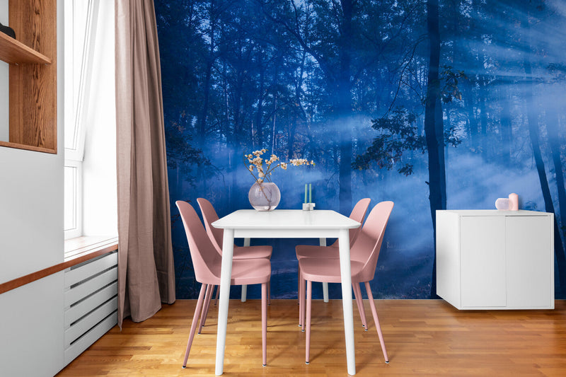 Papier peint Papier peint paysage forêt bleu offre une onirique.