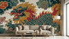 Gros plan sur les écailles irisées d'un dragon mythique illustrant ce Papier Peint Dragon Chinois Artisanal aux nuances de jade vert et d'or bruni