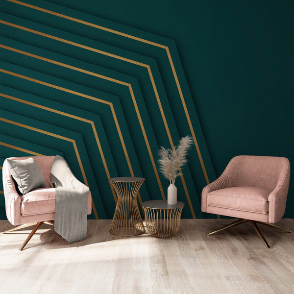 Papier peint Papier peint géométrique lignes dorées géométrique abstrait Art