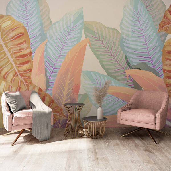 Papier peint Papier peint feuillage tropical de grandes apporte