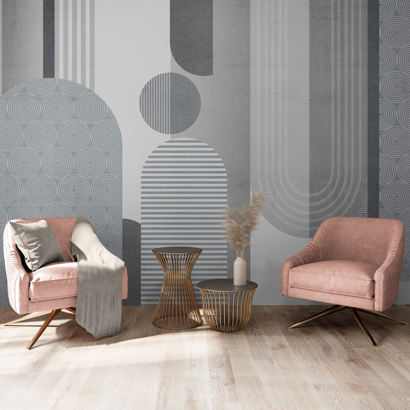 Papier peint Papier peint géométrique scandinave gris géométrique abstrait Art