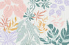Papier peint nordique feuillage tropical colorée