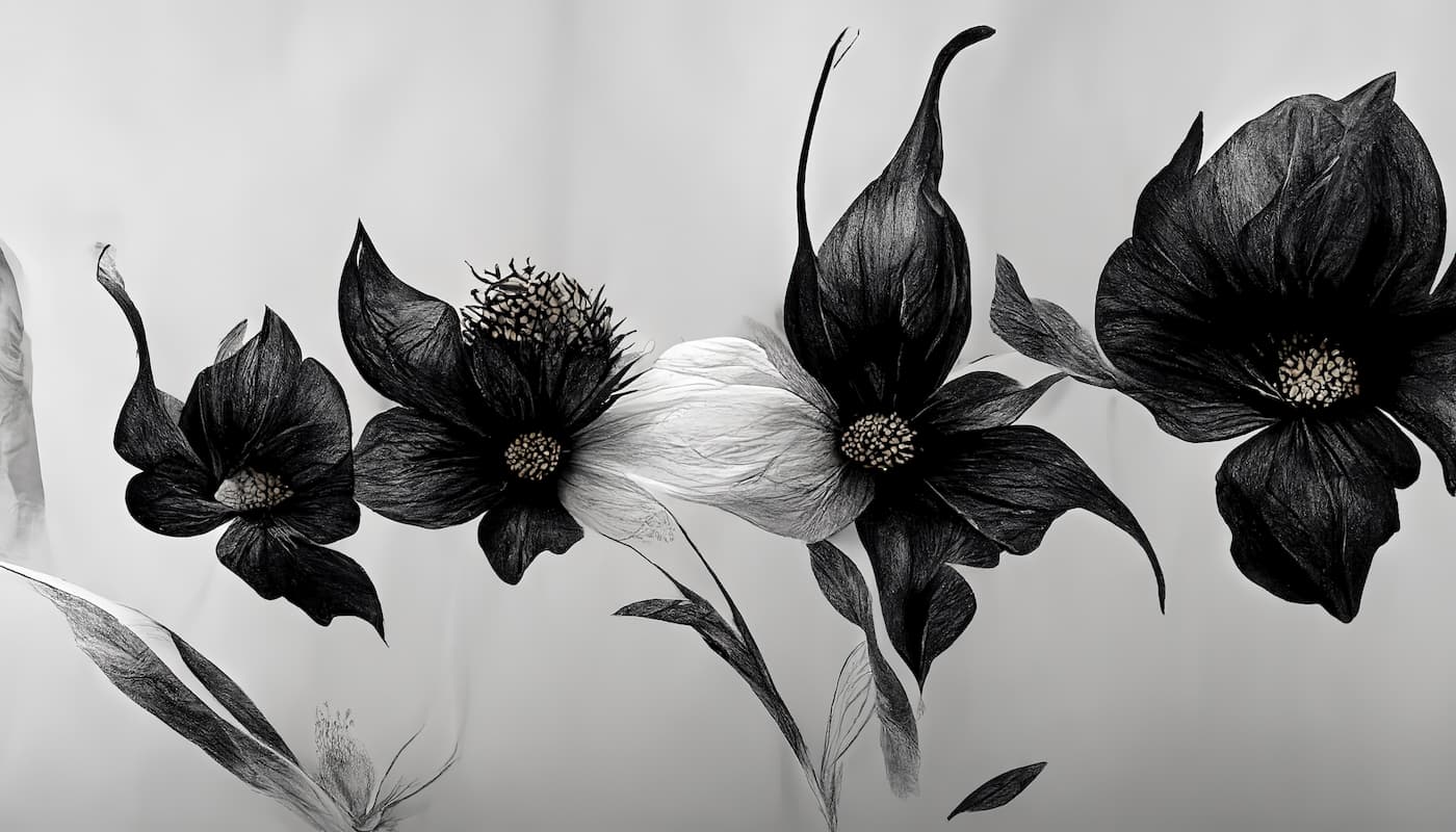 Papier peint fleurs noires
