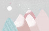 Papier peint enfant montagnes roses et étoiles