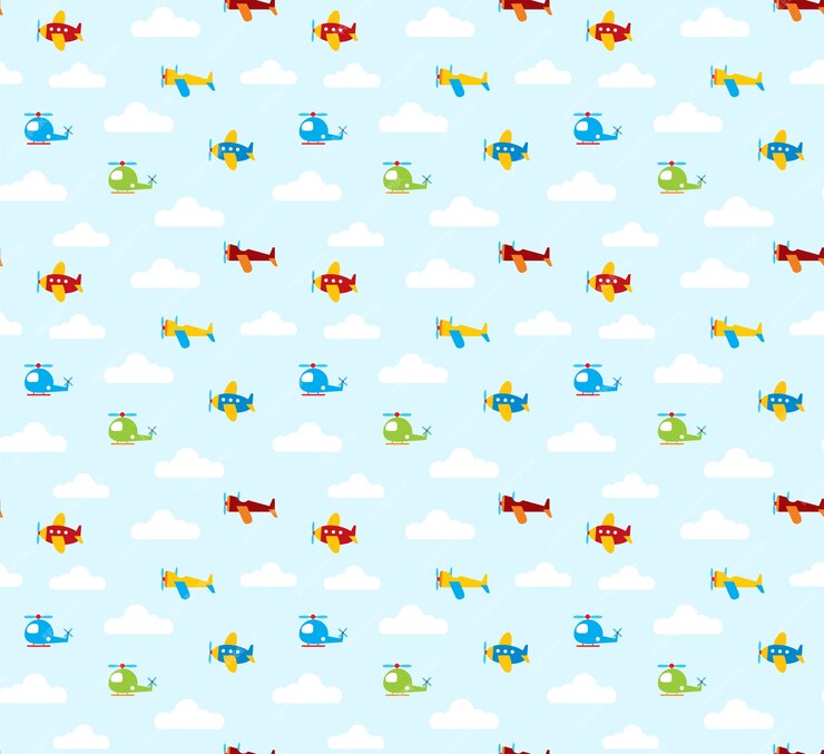 Papier peint enfant avions et nuages