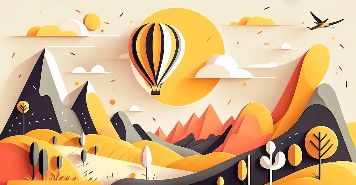 Papier peint enfant montagnes jaunes