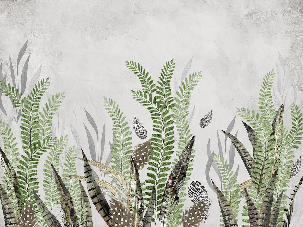 Papier peint feuillage vert grimpant