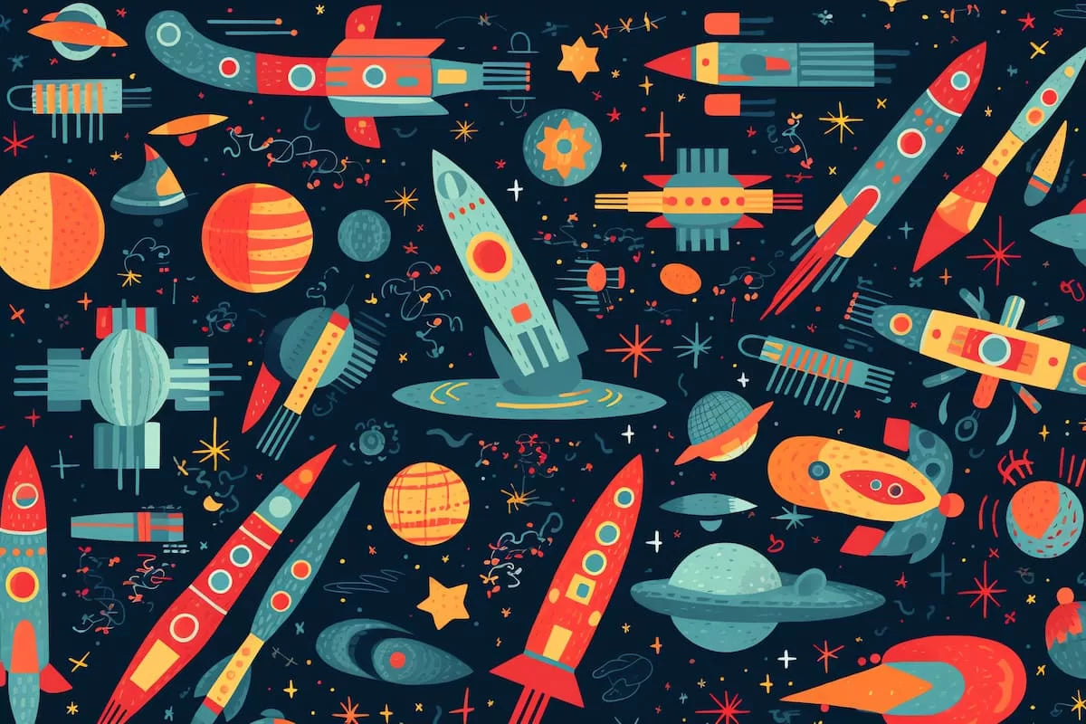 Papier peint enfant vaisseaux spatiaux