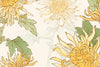 Papier peint vintage floral jaune et vert