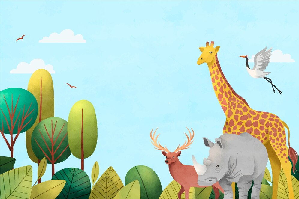 Papier peint enfant animaux savane