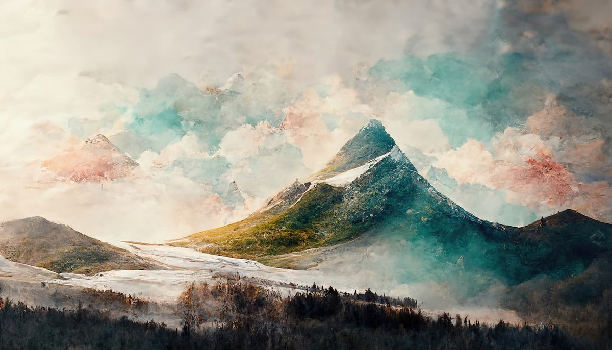 Papier peint montagnes brumeuses