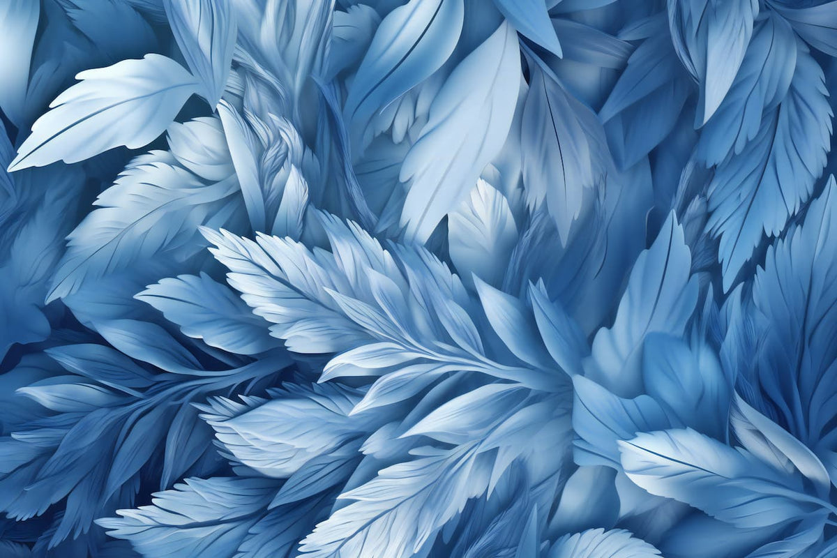 Papier peint feuillage bleu design