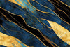 Papier peint marbre bleu foncé noir et doré