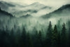 Papier peint paysage forêt brumeuse