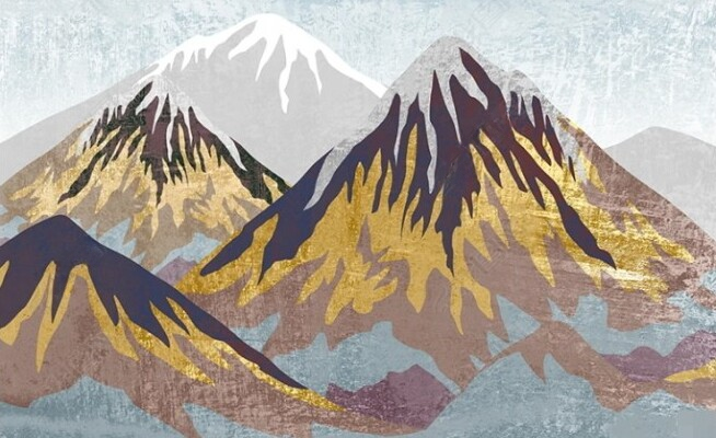 Papier peint abstrait montagnes enneigées