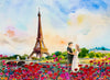 Papier peint panoramique tour eiffel et amoureux