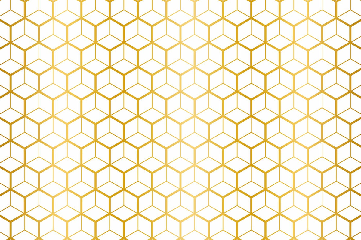 Papier peint géométrique hexagone or