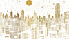 Papier peint paysage abstrait buildings dorés