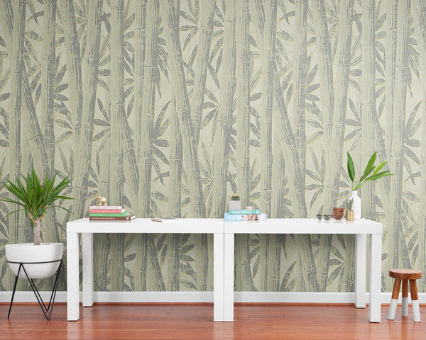 Papier peint Papier peint branches de bambous vintage de bambous apporte